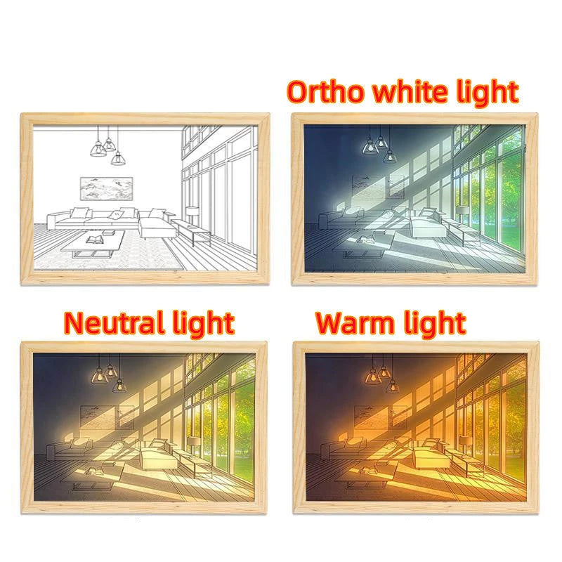 Illuminated Picture LED Decorative Light Painting Bedside Picture Style Creative Modern Simulate Sunshine Drawing Night Light Gift null