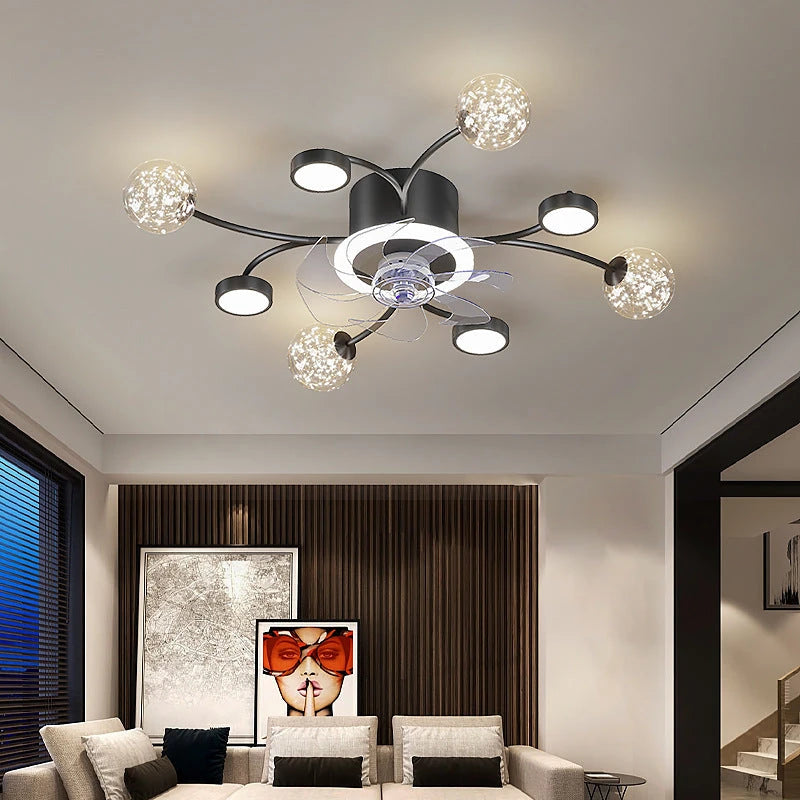 Modern Smart Bedroom Ceiling Fan Lamp null