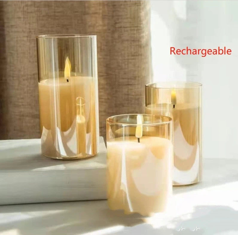 Electroplated Glass LED Electronic Candle Lights Wholesale Rechargeable null