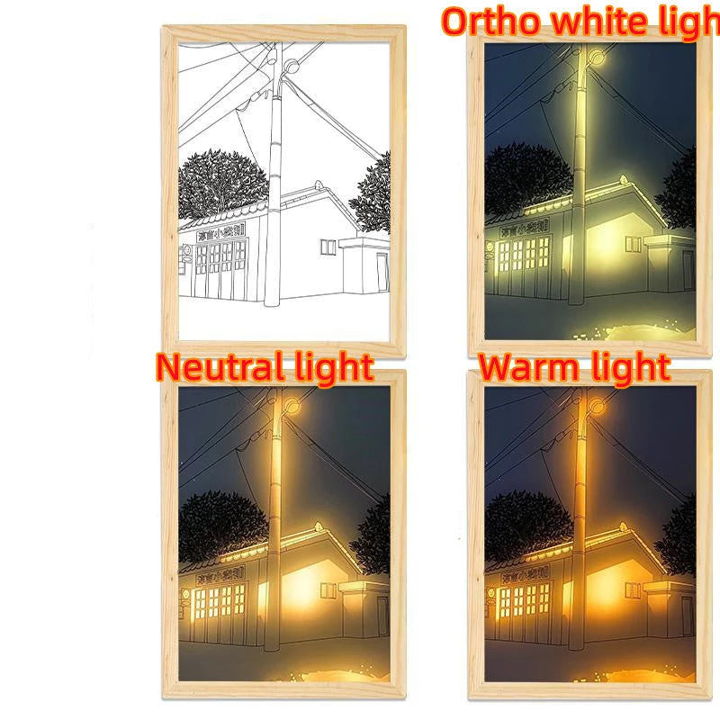 Illuminated Picture LED Decorative Light Painting Bedside Picture Style Creative Modern Simulate Sunshine Drawing Night Light Gift null