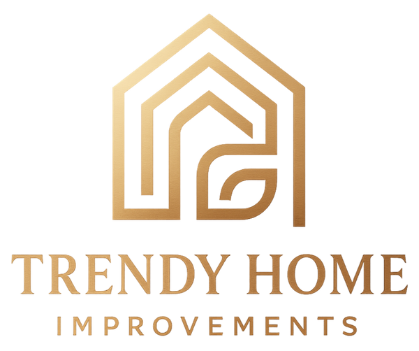 Logo for Trendy Home Improvements with a gold geometric design on a white background