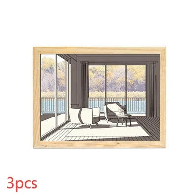 Illuminated Picture LED Decorative Light Painting Bedside Picture Style Creative Modern Simulate Sunshine Drawing Night Light Gift null