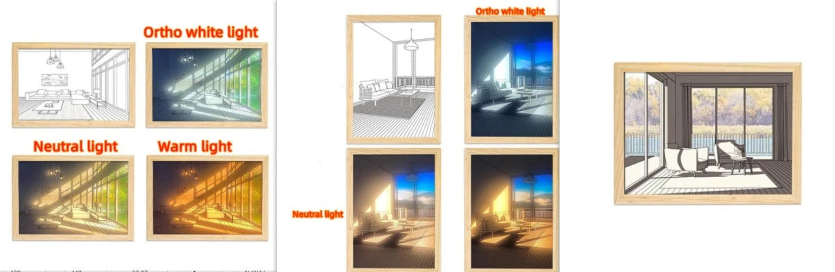 Illuminated Picture LED Decorative Light Painting Bedside Picture Style Creative Modern Simulate Sunshine Drawing Night Light Gift null