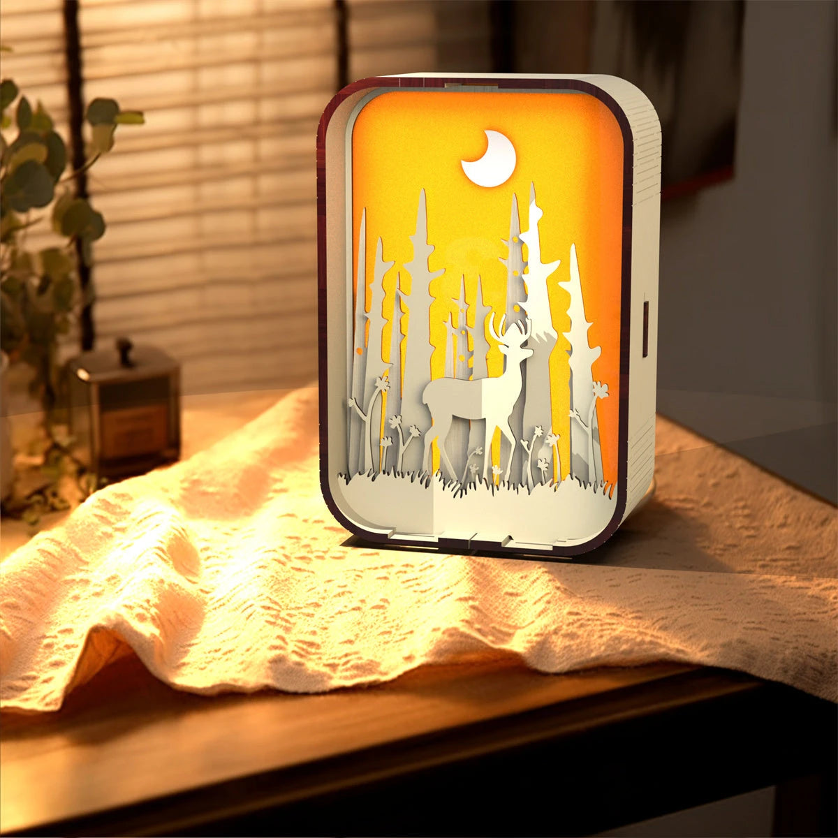 Woodcarving Light Creative Gift Minimalist Bedside Night Light Decoration Desktop Decoration Birthday Gift null