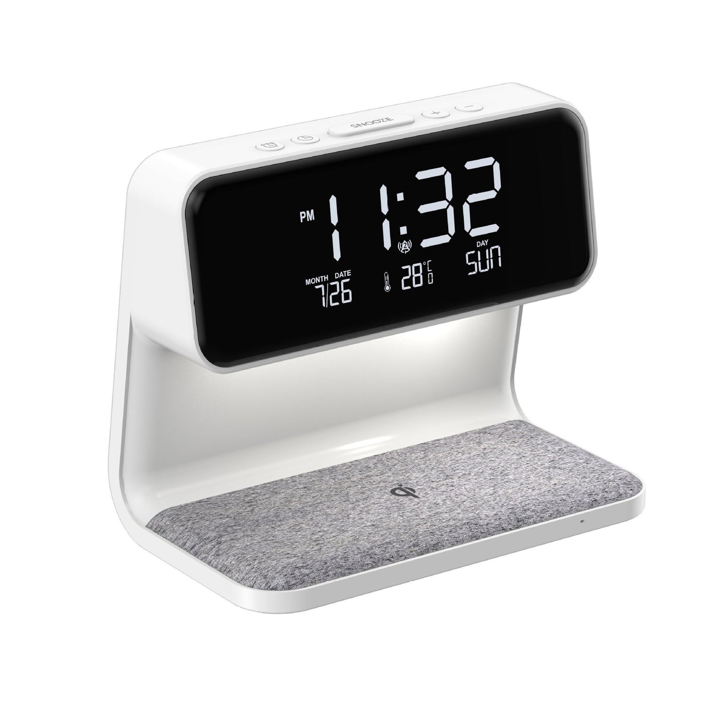 Creative 3 In 1 Bedside Lamp Wireless Charging LCD Screen Alarm Clock  Wireless Phone Charger null