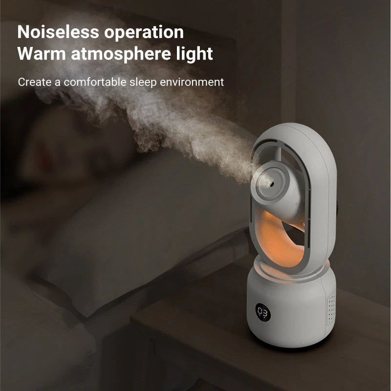 Summer Water Cooled Spray Mist Electric Fan USB Rechargeable Portable Wireless Air Humidifier Bladeless Ventilator Table Fan null