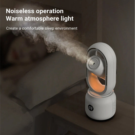 Summer Water Cooled Spray Mist Electric Fan USB Rechargeable Portable Wireless Air Humidifier Bladeless Ventilator Table Fan null
