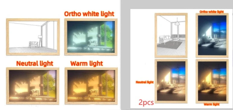 Illuminated Picture LED Decorative Light Painting Bedside Picture Style Creative Modern Simulate Sunshine Drawing Night Light Gift null