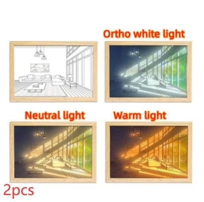 Illuminated Picture LED Decorative Light Painting Bedside Picture Style Creative Modern Simulate Sunshine Drawing Night Light Gift null