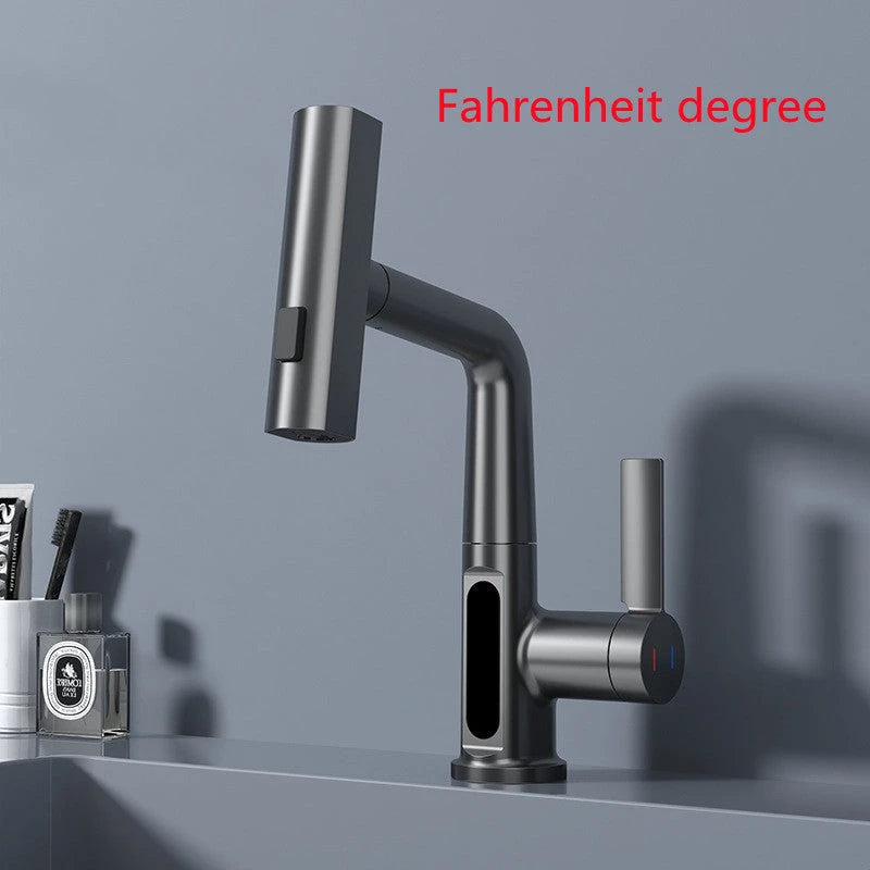 Intelligent Digital Display Faucet Pull-out Basin Faucet Temperature Digital Display Rotation null