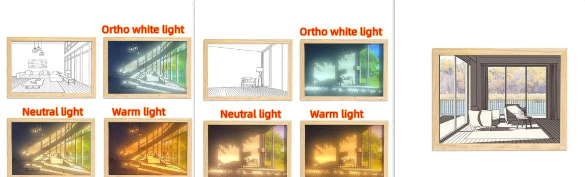 Illuminated Picture LED Decorative Light Painting Bedside Picture Style Creative Modern Simulate Sunshine Drawing Night Light Gift null