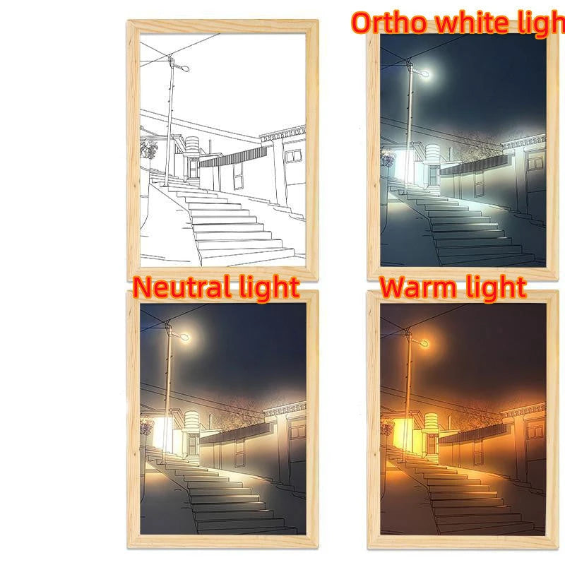 Illuminated Picture LED Decorative Light Painting Bedside Picture Style Creative Modern Simulate Sunshine Drawing Night Light Gift null
