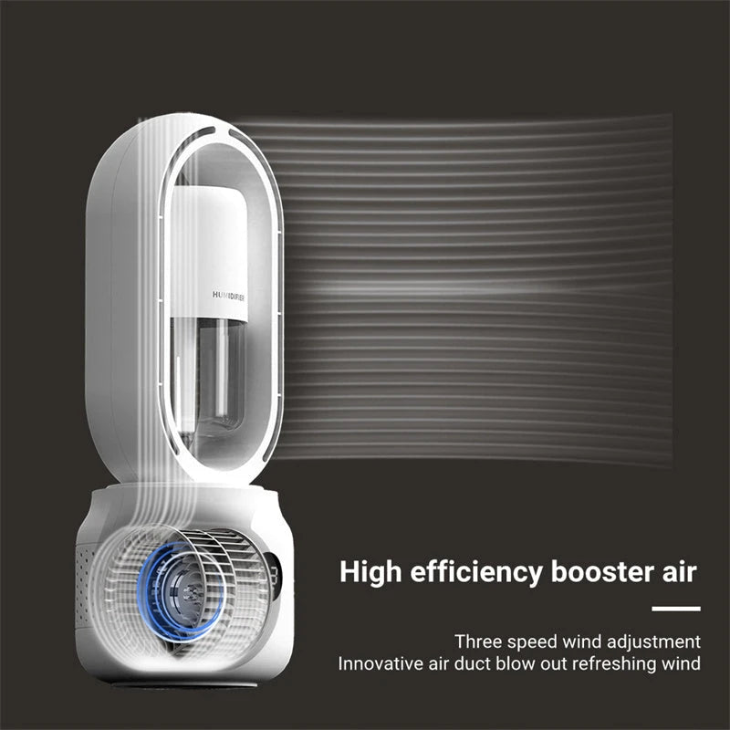 Summer Water Cooled Spray Mist Electric Fan USB Rechargeable Portable Wireless Air Humidifier Bladeless Ventilator Table Fan null
