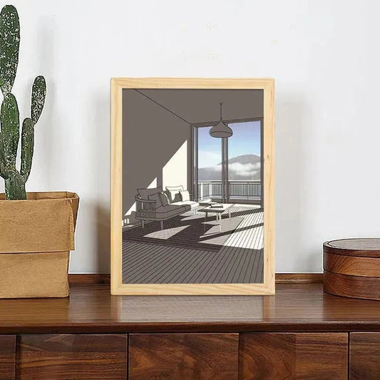 Illuminated Picture LED Decorative Light Painting Bedside Picture Style Creative Modern Simulate Sunshine Drawing Night Light Gift null