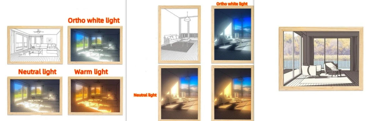 Illuminated Picture LED Decorative Light Painting Bedside Picture Style Creative Modern Simulate Sunshine Drawing Night Light Gift null