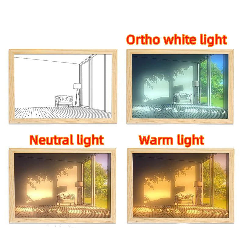 Illuminated Picture LED Decorative Light Painting Bedside Picture Style Creative Modern Simulate Sunshine Drawing Night Light Gift null