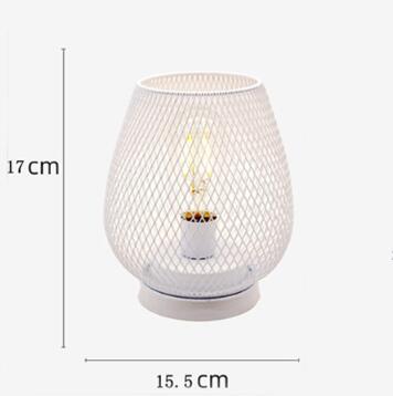 Retro Iron Art Table Lamp Battery Powered Night Light Hollowed Out Birdcage Desk Reading Lamp Bedroom Decor Bedside Table Lamp Home Decor null