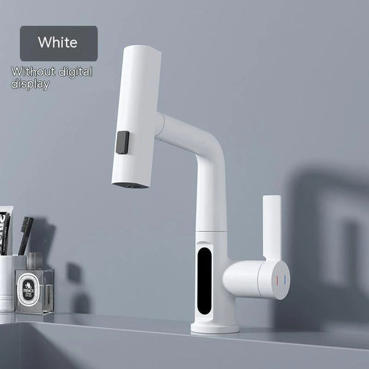Intelligent Digital Display Faucet Pull-out Basin Faucet Temperature Digital Display Rotation null