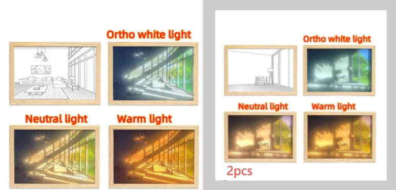Illuminated Picture LED Decorative Light Painting Bedside Picture Style Creative Modern Simulate Sunshine Drawing Night Light Gift null